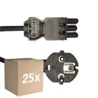 Mehrfachpackung 25x Noxion GST - Kompatibel Versorgungskabel Schwarz - Weiblich + Schuko Europlug - 3m - 3 pole 0.75mm2